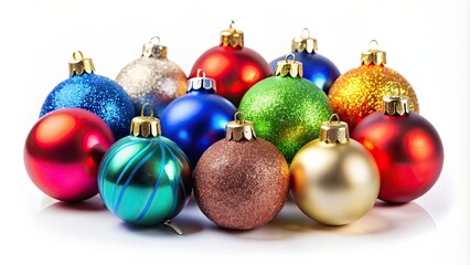 Obraz premium Christmas balls collection for festive tree decoration, isolated on background, Christmas, balls, collection, holiday