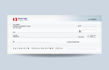  Blank check, bank cheque design, vector format