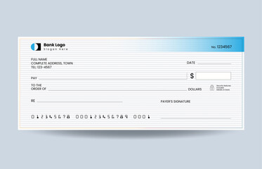  Blank check, bank cheque design, vector format