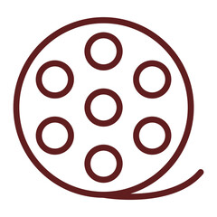 Film Reel Vector Line Maroon Icon Design