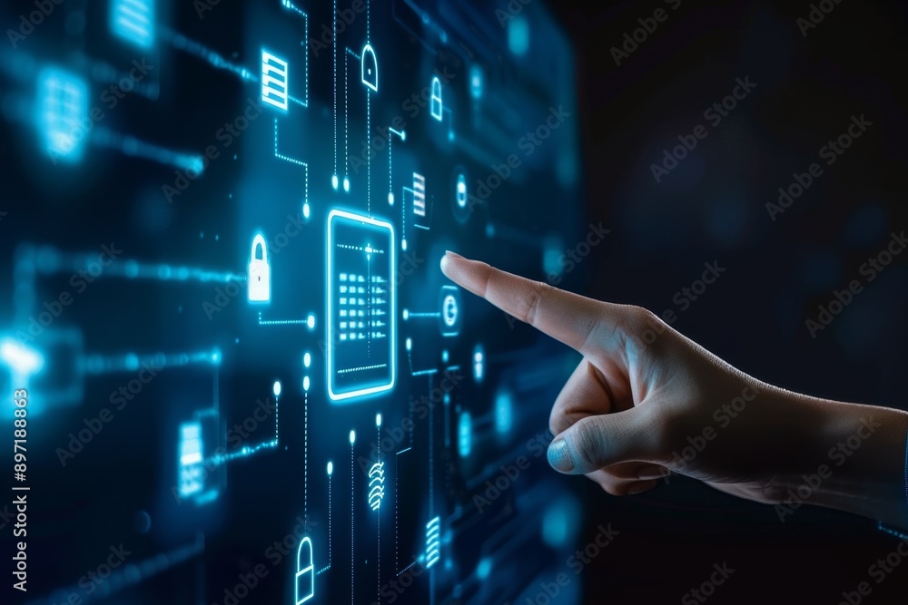 Poster document management and data security in business technology online services.