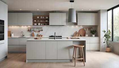 Cozy and well-designed modern kitchen interior, equipped with all essential appliances