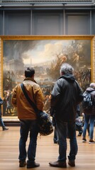 Visitors admiring artworks in a museum
