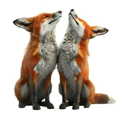Obraz premium Two Foxes Snuggling