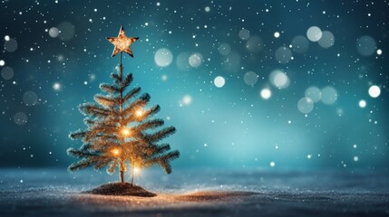 Festive outdoor christmas tree adorned with glittering lights creating a magical holiday backdrop