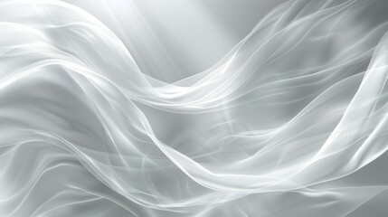 Obraz premium White fabric flows gracefully, creating a peaceful abstract background with a sense of lightness and fluidity