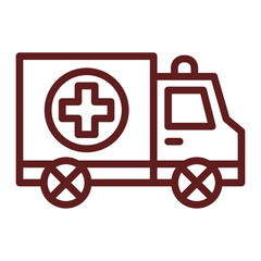 Ambulance Vector Line Maroon Icon Design