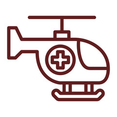 Helicopter Vector Line Maroon Icon Design