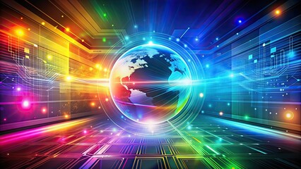 High-tech, futuristic technology colorful background , high tech, futuristic, digital, vibrant, neon, modern