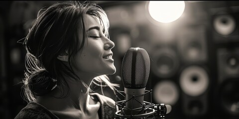 Singer recording vocals in a studio