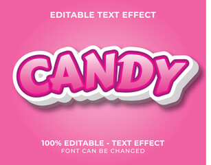 Editable text effect candy 3D text effect with pink background