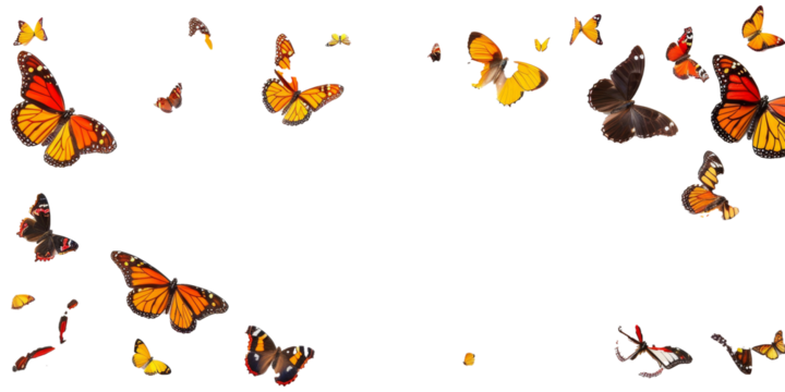 A butterfly is flying in the air with many other butterflies - Powered by Adobe