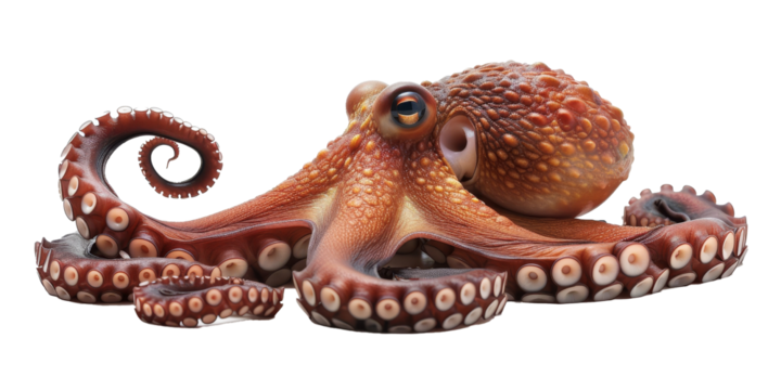 A large octopus with a long tail and many eyes