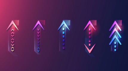 Arrow symbols with gradient effects, showing depth and dimension, on a clean background.