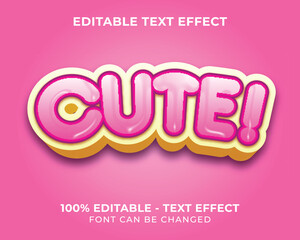 Editable text effect cute 3D text effect with pink background