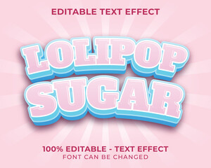 Editable text effect lolipop sugar 3D text effect with pink background