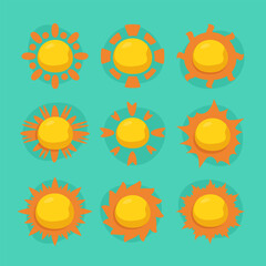 set yellow sun collection. Summer, sunshine illustration