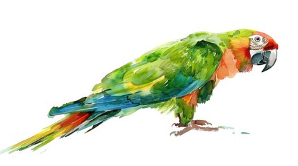 Obraz premium A colorful parrot sitting on a branch, looking straight ahead