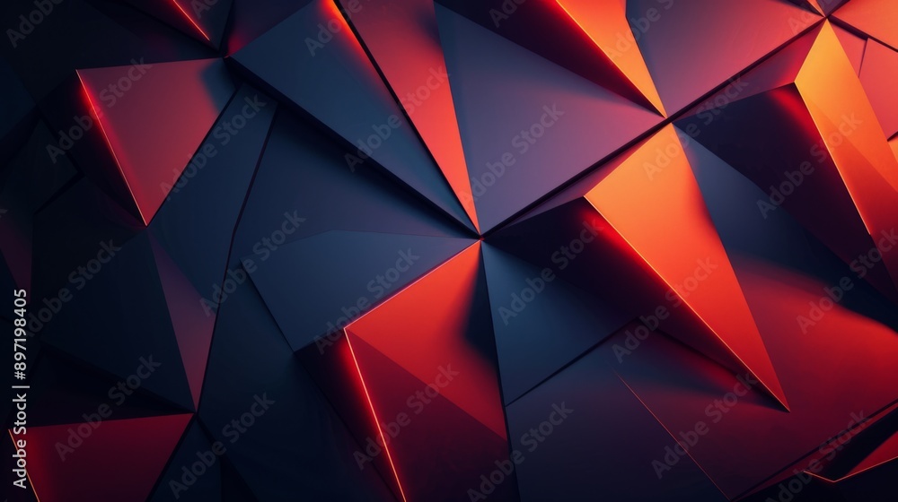 Poster captivating design featuring an abstract background with interlocking red and black triangles formin