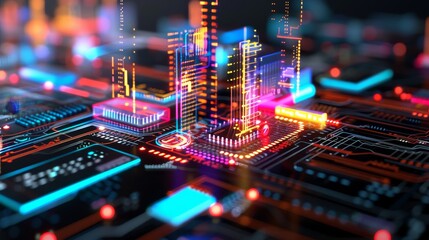 Obraz premium A vibrant digital artwork depicting the power of artificial intelligence