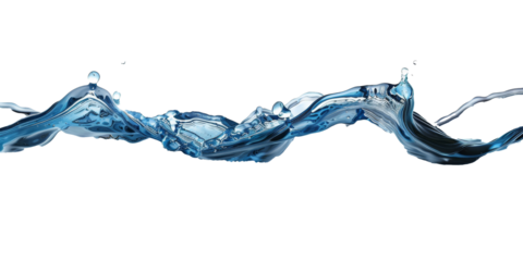 A long blue wave with water splashing out of it