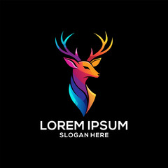 Deer logo gradient colorful abstract illustration. Dear brand logo vector. Logos about dear.
