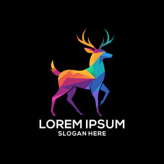 Deer logo gradient colorful abstract illustration. Dear brand logo vector. Logos about dear.
