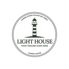 Lighthouse Design Element in Vintage Style for Logo or Badge Retro vector illustration. Vector illustration.