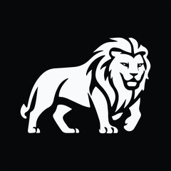 Lion black and white vector art illustration