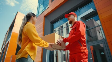 The courier delivering package