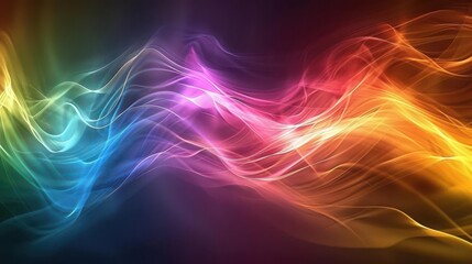 Colorful light spectrum dynamics, vibrant wave patterns, electromagnetic spectrum energy, radiant light waves, uhd, copy space for text,