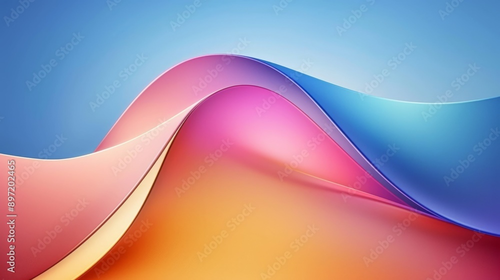 Poster colorful abstract background with wavy shapes flowing on gradient, perfect for websites, presentatio