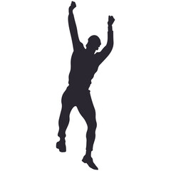Woman jump silhouette illustration. Female expression happy, fun, excited, success.