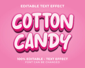 Editable text effect cotton candy 3D text effect with pink background