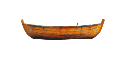 A wooden boat with a white background