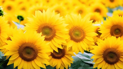 Obraz premium Field of Sunflowers on white backgroun