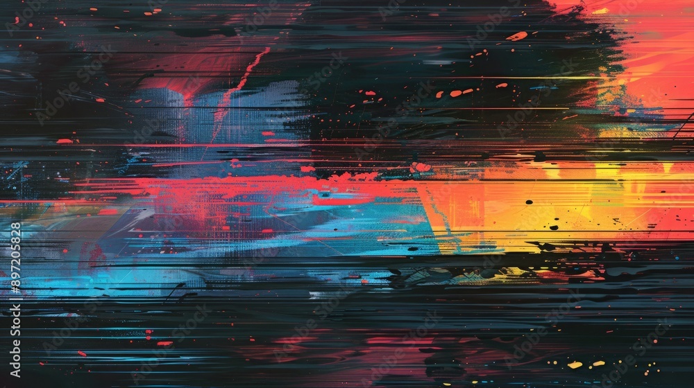Poster abstract glitch background. colorful pixel noise pattern. digital decay.