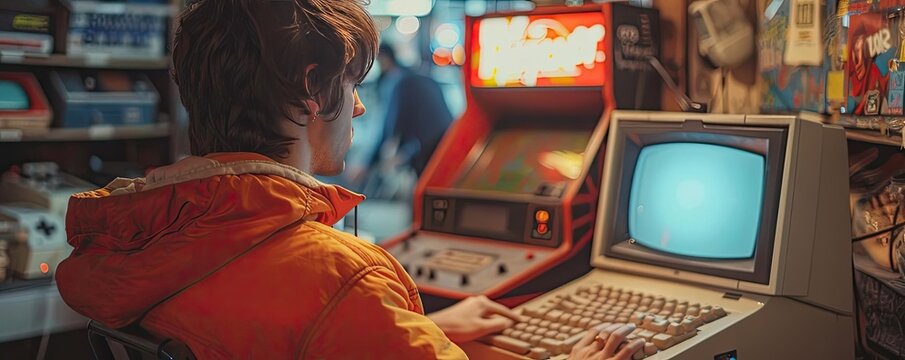 Person playing a retro game on an emulator, representing the preservation of classic games