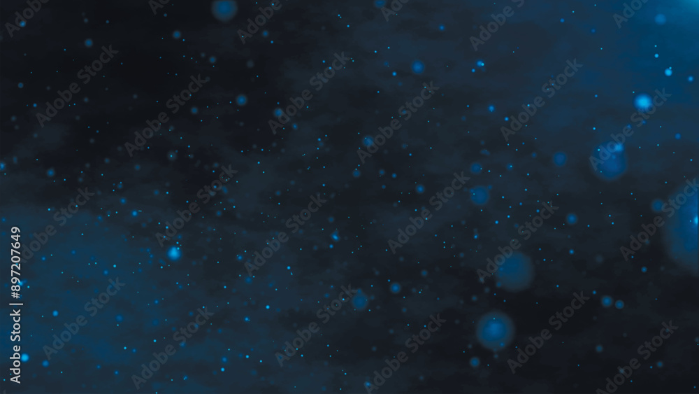 Poster shimmering, bright particles forming a line and wave flow. smoke clouds and particle background. par