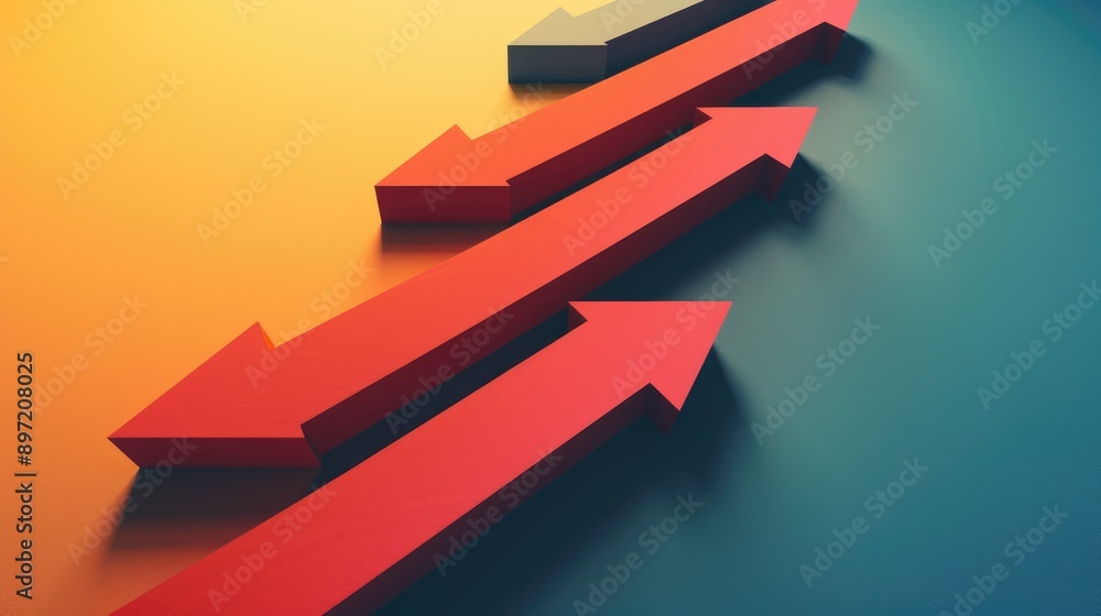 Poster multiple arrows converging towards a single point, representing focus and unity, in a modern design.
