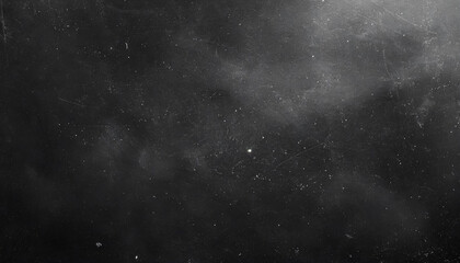 Fototapeta premium Abstract Dark Space Background with White Speckles and Subtle Scratches. Textured Black Surface Background with Copy Space