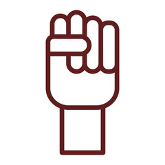 Fist Vector Line Maroon Icon Design