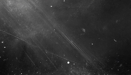 Fototapeta premium Abstract Dark Space Background with White Speckles and Subtle Scratches. Textured Black Surface Background with Copy Space