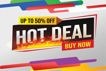 Hot deal buy now super sale poster banner graphic design icon logo sign symbol social media website coupon

