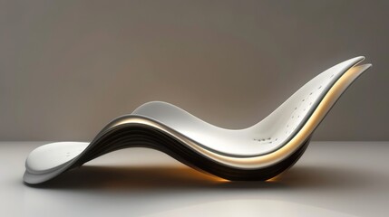 Contemporary white chaise longue with built in lighting is set against a neutral backdrop