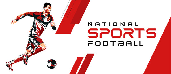 Obraz premium Soccer sport athlete vector design with abstract silhouette style. Design with the concept of national sports celebration. Interactive sports background. Football player - soccer 