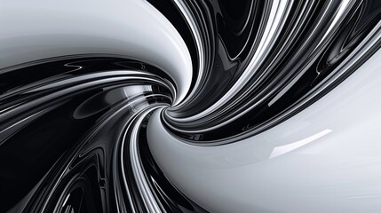 Captivating black and white swirls create a modern tunnel pattern with a futuristic touch, making...