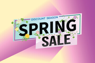 spring sale word text concept icon logo sign symbol vector note mega shopping style for use landing page, template, social media, web, mobile app, poster, banner, flyer, background, gift card, coupon
