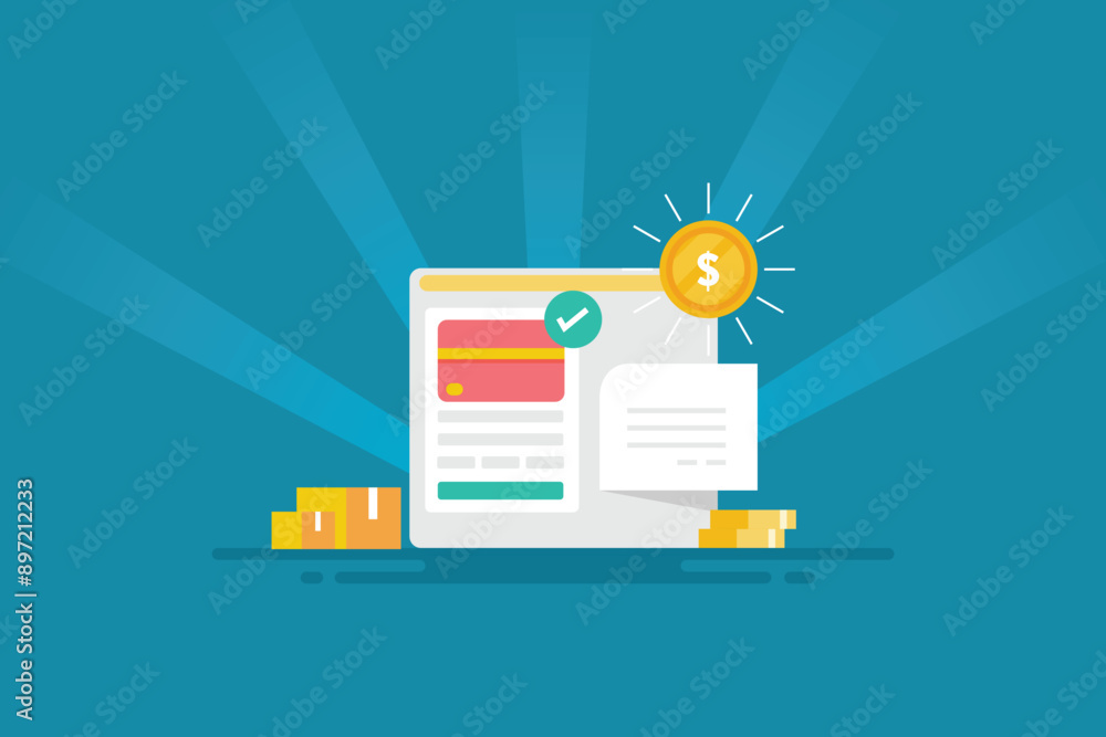 Poster website checkout page with online payment system, automatic invoice billing and package shipping det