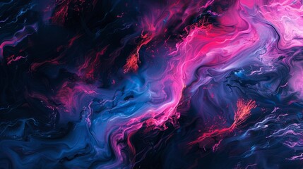 Fototapeta premium Colorful blue and pink paint blending together to create intriguing shapes in abstract background